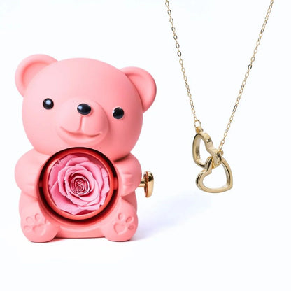 LuxeTeddy™️ mit wendbarer ewiger Rose und Halskette